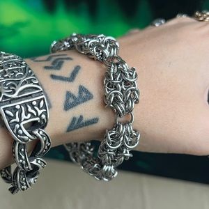 Maille chain stainless steel double bizantine link bracelet . Handmade